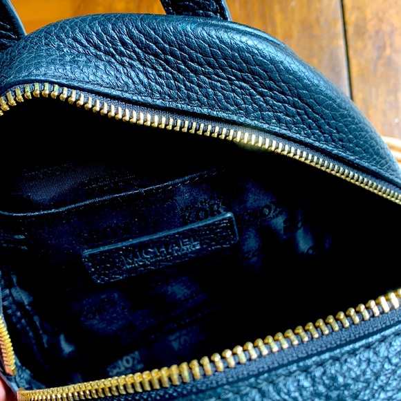 micheal kors mini leather black backpack, like-new condition. - Picture 4 of 5